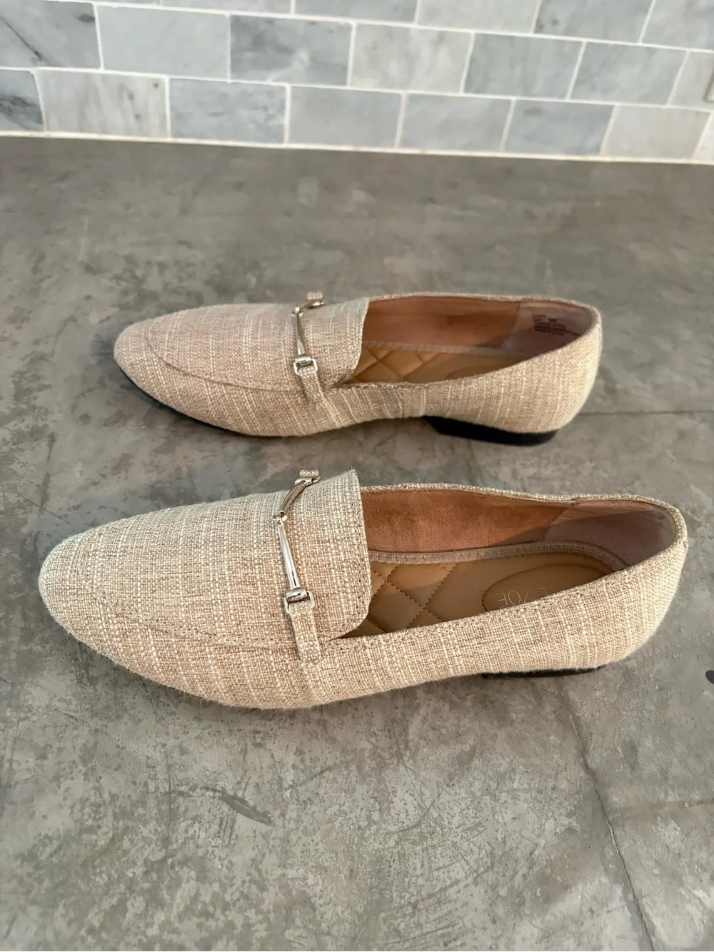 Rachel Zoe Axe linen loafers classic metallic horsebit